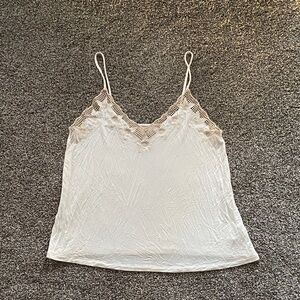American Eagle Outfitters Ivory Lace-Trim Cami